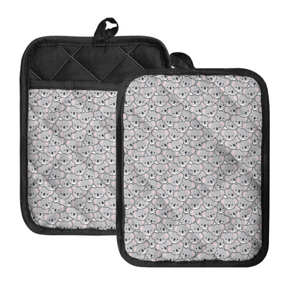 Cartoon Koala Pattern Print Pot Holders With Pocket