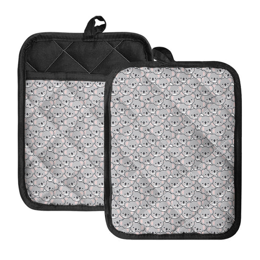 Cartoon Koala Pattern Print Pot Holders With Pocket
