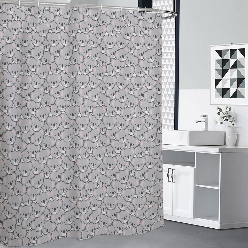 Cartoon Koala Pattern Print Premium Shower Curtain