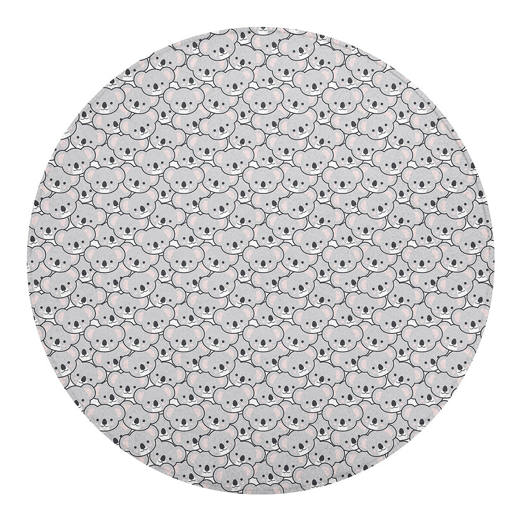 Cartoon Koala Pattern Print Round Blanket