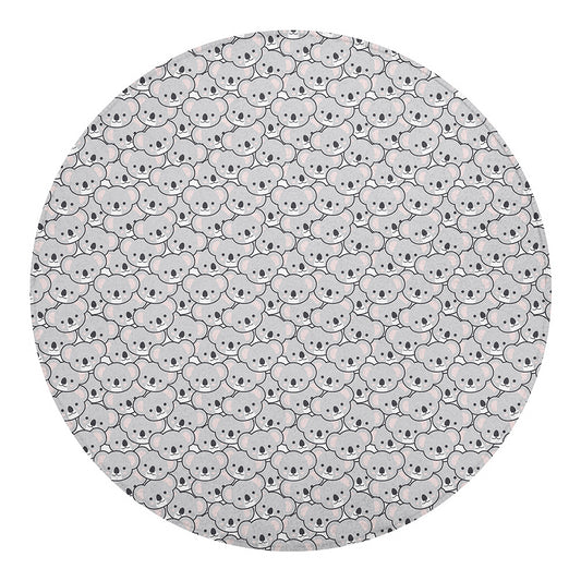 Cartoon Koala Pattern Print Round Blanket