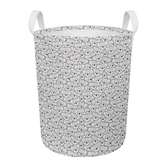 Cartoon Koala Pattern Print Round Laundry Basket