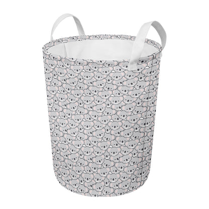 Cartoon Koala Pattern Print Round Laundry Basket