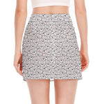 Cartoon Koala Pattern Print Side Slit Mini Skirt