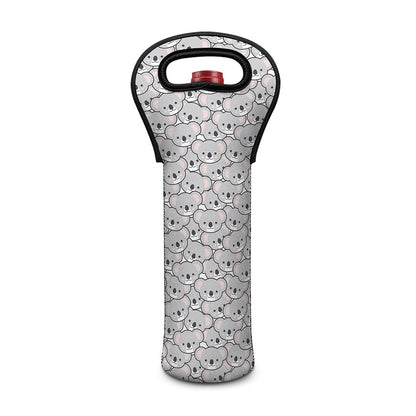 Cartoon Koala Pattern Print Single Neoprene Wine Tote