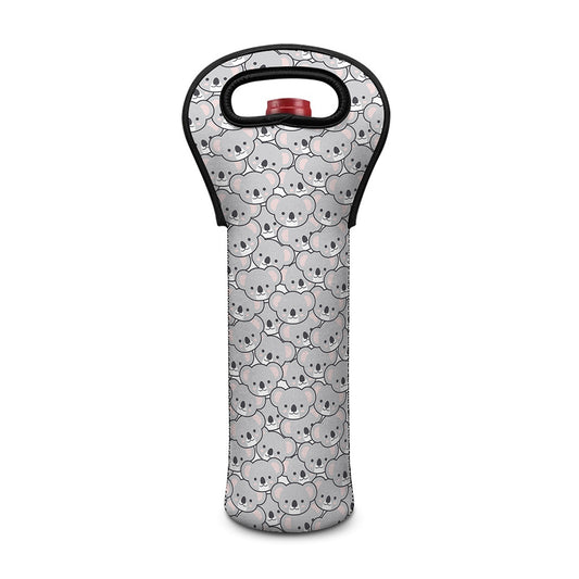 Cartoon Koala Pattern Print Single Neoprene Wine Tote