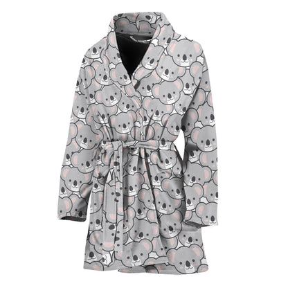 Cartoon Koala Pattern Print Women's Bathrobe