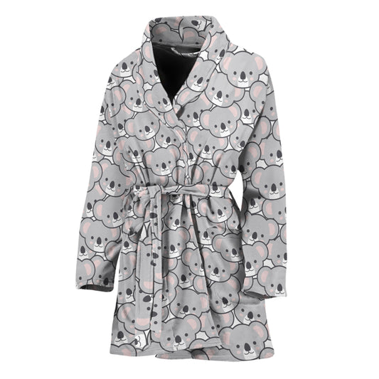 Cartoon Koala Pattern Print Women's Bathrobe