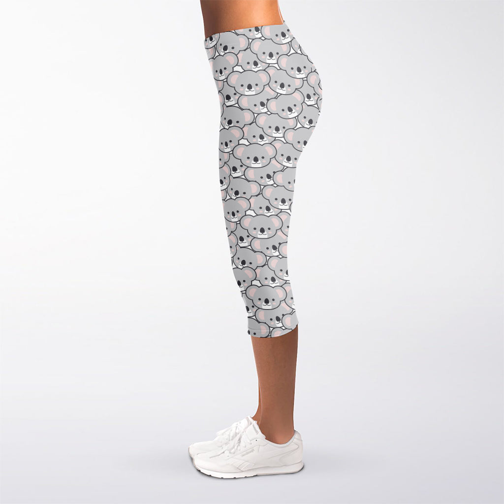 Cartoon Koala Pattern Print Women's Capri Leggings
