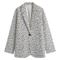 Cartoon Koala Pattern Print Women's Cotton Blazer