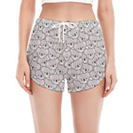Cartoon Koala Pattern Print Women's Split Running Shorts