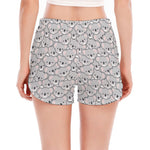 Cartoon Koala Pattern Print Women's Split Running Shorts