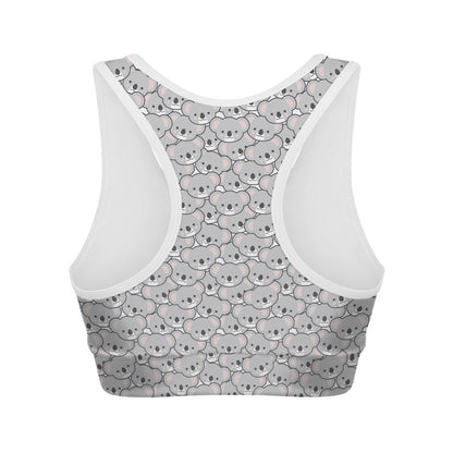 Cartoon Koala Pattern Print Women's Sports Bra