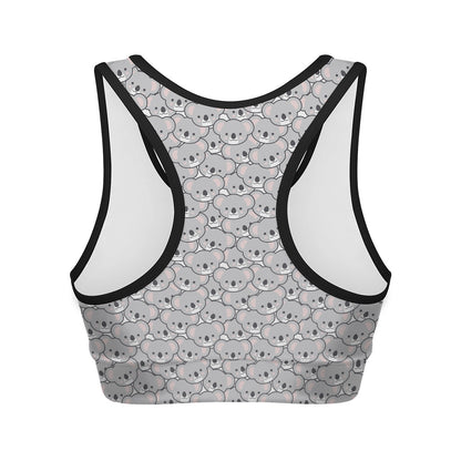 Cartoon Koala Pattern Print Women's Sports Bra