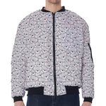 Cartoon Koala Pattern Print Zip Sleeve Bomber Jacket