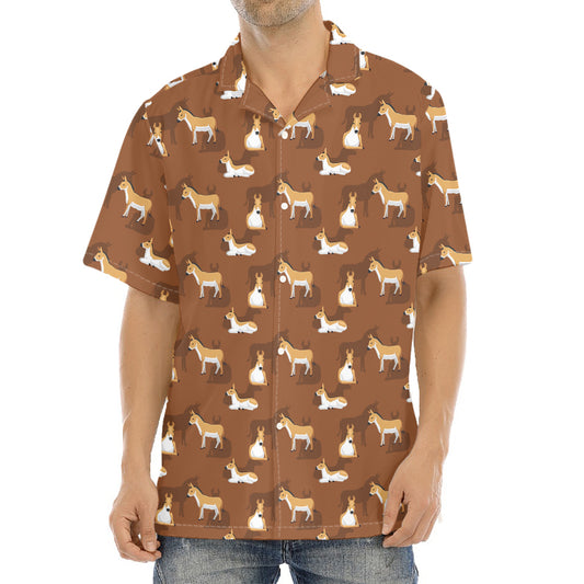 Cartoon Kulan Donkey Pattern Print Aloha Shirt