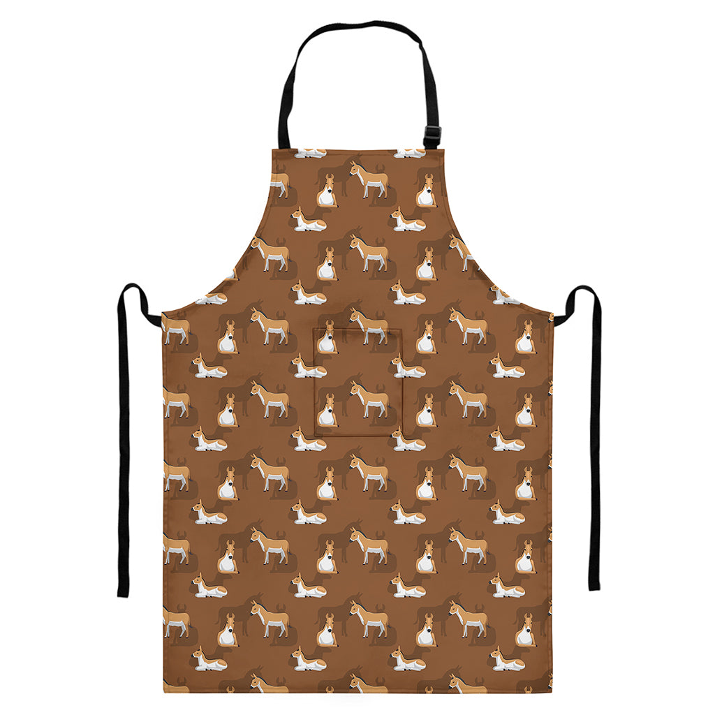 Cartoon Kulan Donkey Pattern Print Bib Apron With Pocket