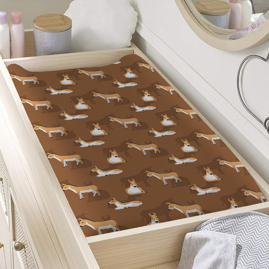 Cartoon Kulan Donkey Pattern Print Changing Pad Cover