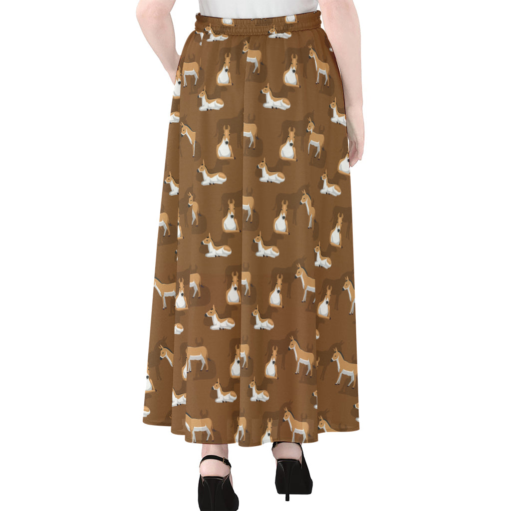 Cartoon Kulan Donkey Pattern Print Chiffon Maxi Skirt
