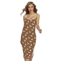Cartoon Kulan Donkey Pattern Print Cross Back Cami Dress