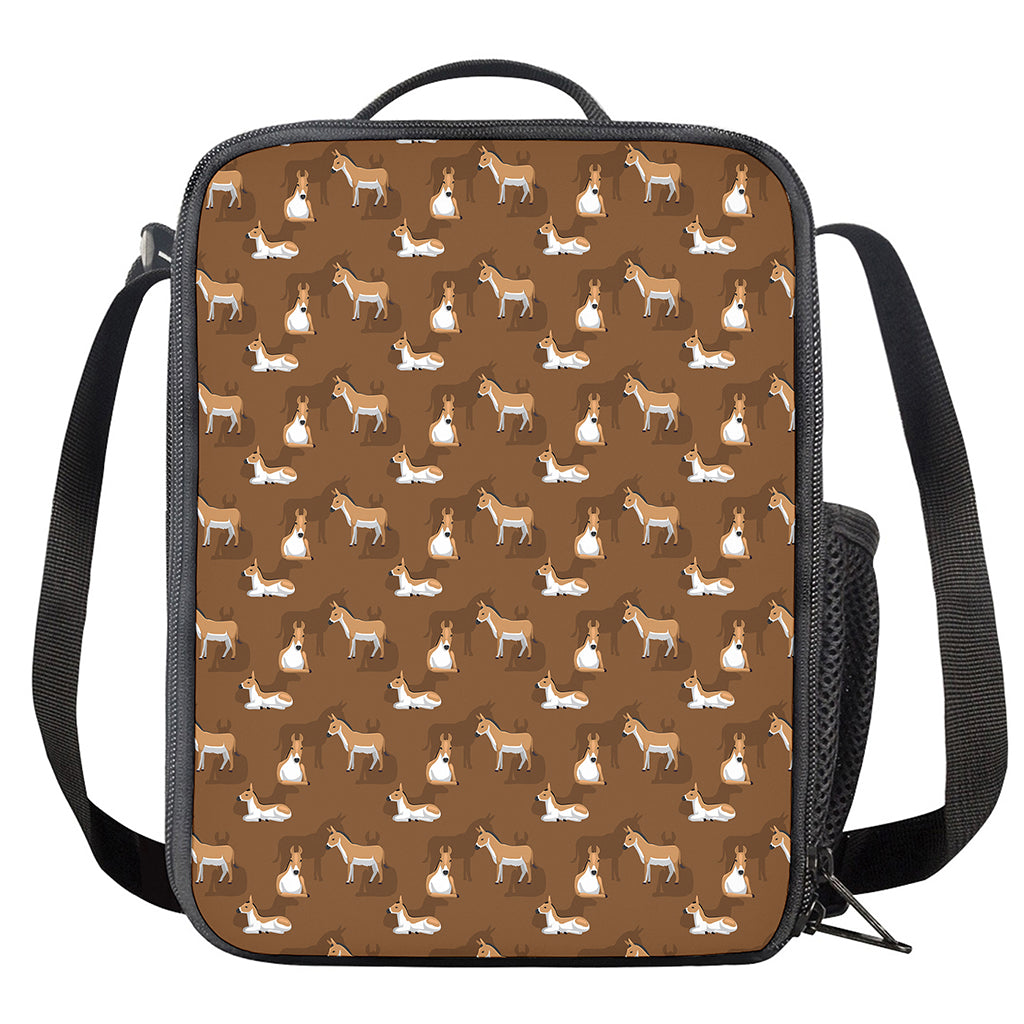 Cartoon Kulan Donkey Pattern Print Crossbody Lunch Bag
