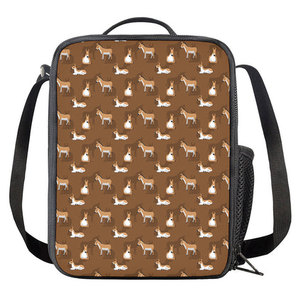 Cartoon Kulan Donkey Pattern Print Crossbody Lunch Bag