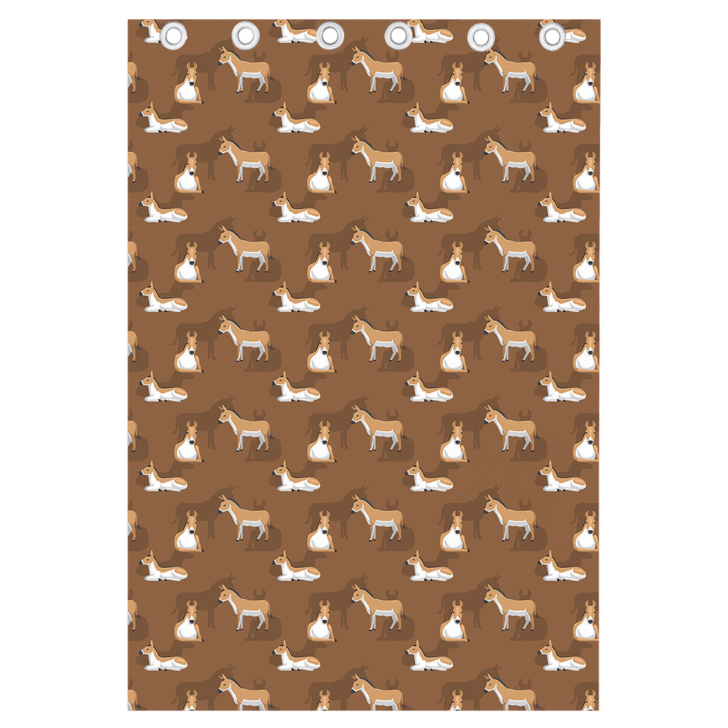 Cartoon Kulan Donkey Pattern Print Curtain