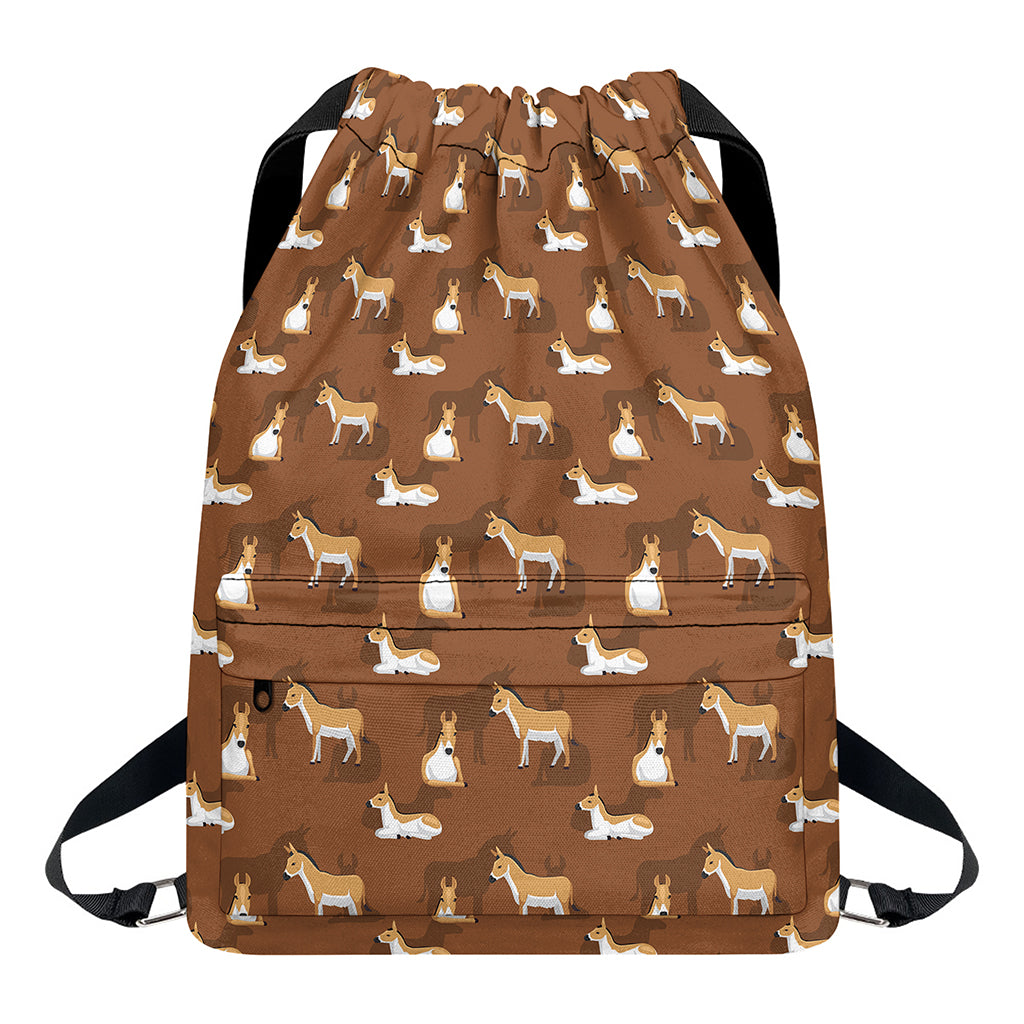 Cartoon Kulan Donkey Pattern Print Drawstring Backpack
