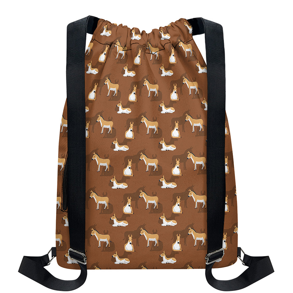 Cartoon Kulan Donkey Pattern Print Drawstring Backpack