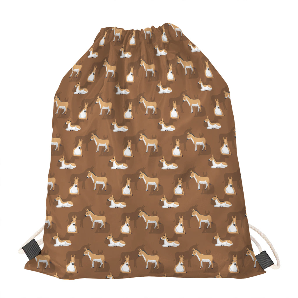Cartoon Kulan Donkey Pattern Print Drawstring Bag