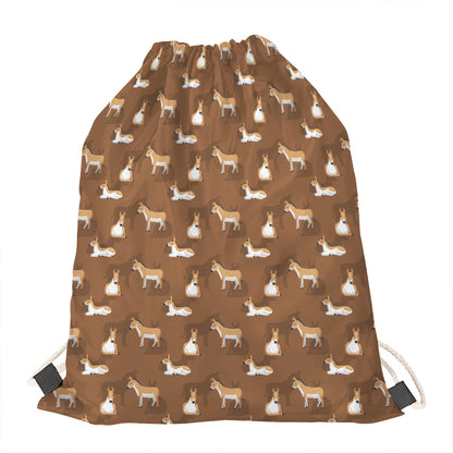 Cartoon Kulan Donkey Pattern Print Drawstring Bag
