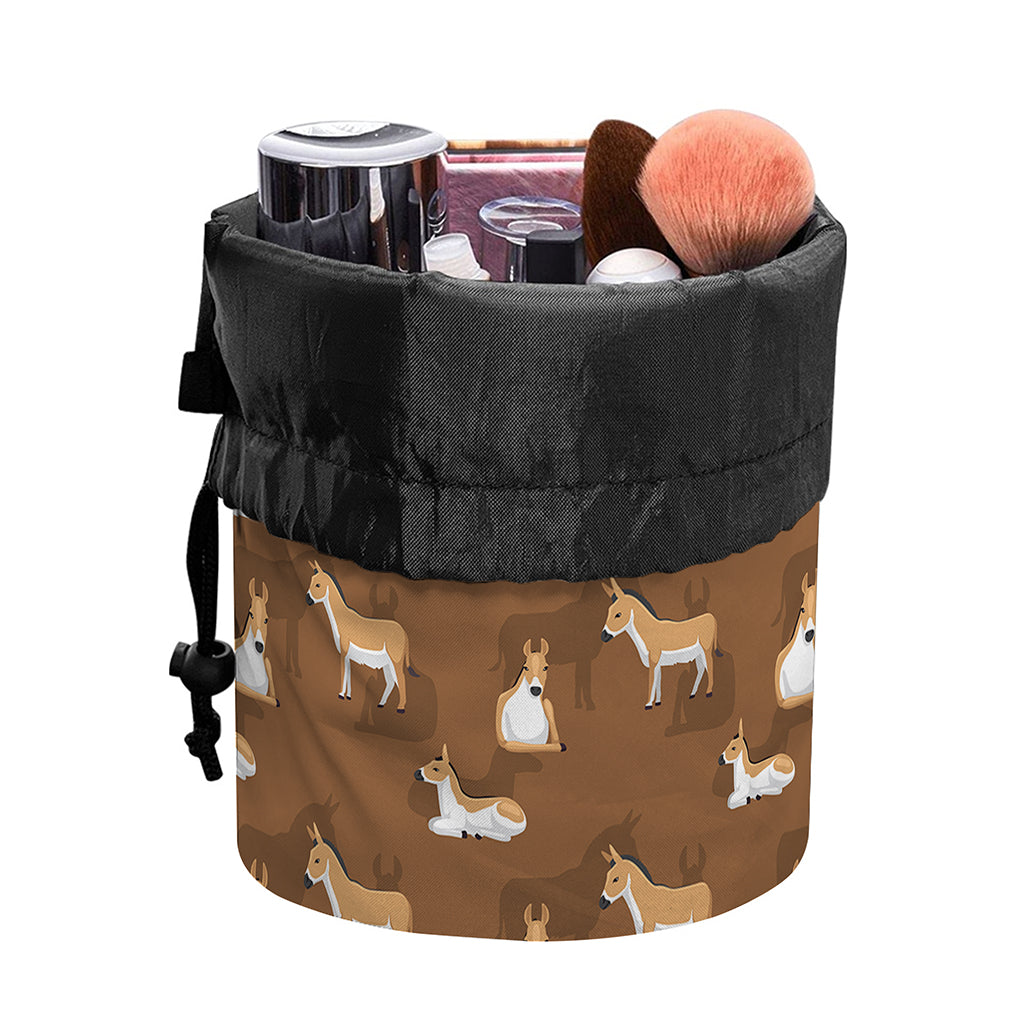 Cartoon Kulan Donkey Pattern Print Drawstring Makeup Bag