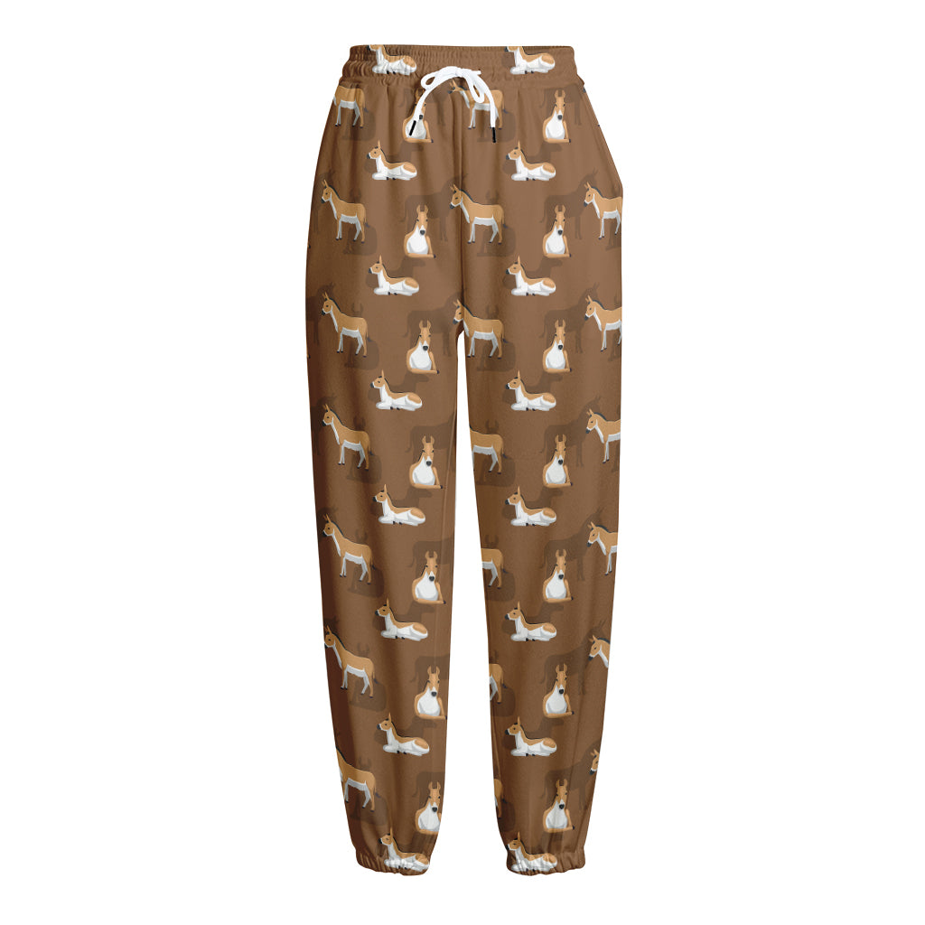 Cartoon Kulan Donkey Pattern Print Fleece Lined Knit Pants