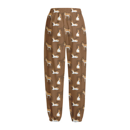 Cartoon Kulan Donkey Pattern Print Fleece Lined Knit Pants