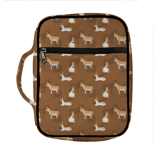Cartoon Kulan Donkey Pattern Print Front Pocket Bible Bag
