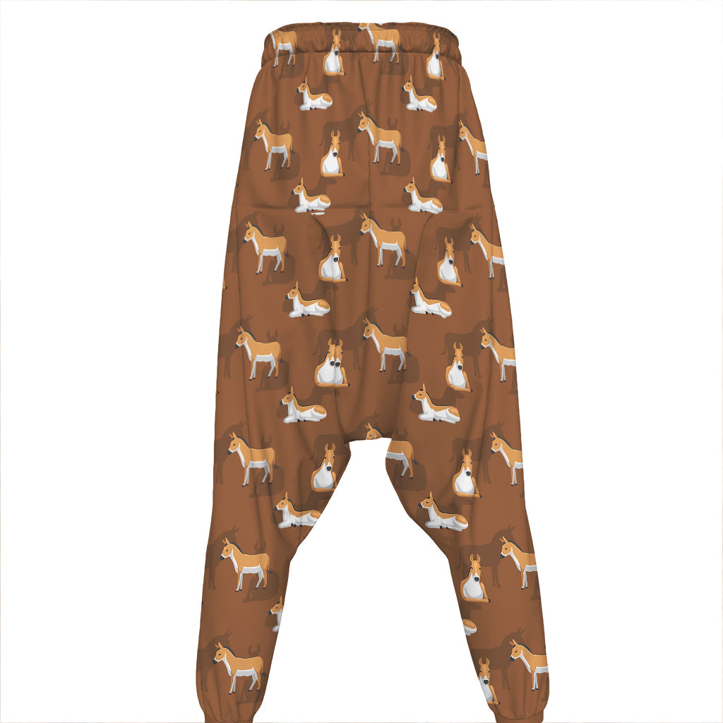 Cartoon Kulan Donkey Pattern Print Hammer Pants