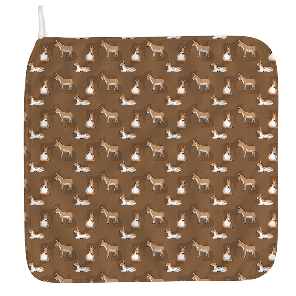 Cartoon Kulan Donkey Pattern Print Hand Towel