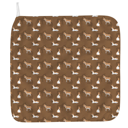 Cartoon Kulan Donkey Pattern Print Hand Towel