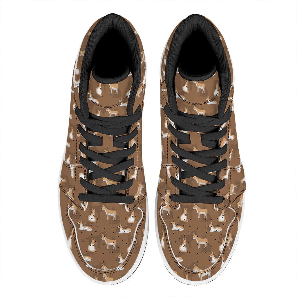Cartoon Kulan Donkey Pattern Print High Top Leather Sneakers