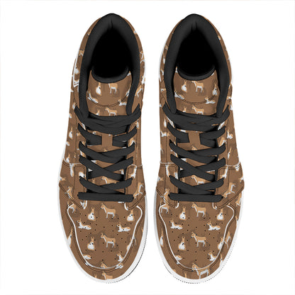 Cartoon Kulan Donkey Pattern Print High Top Leather Sneakers