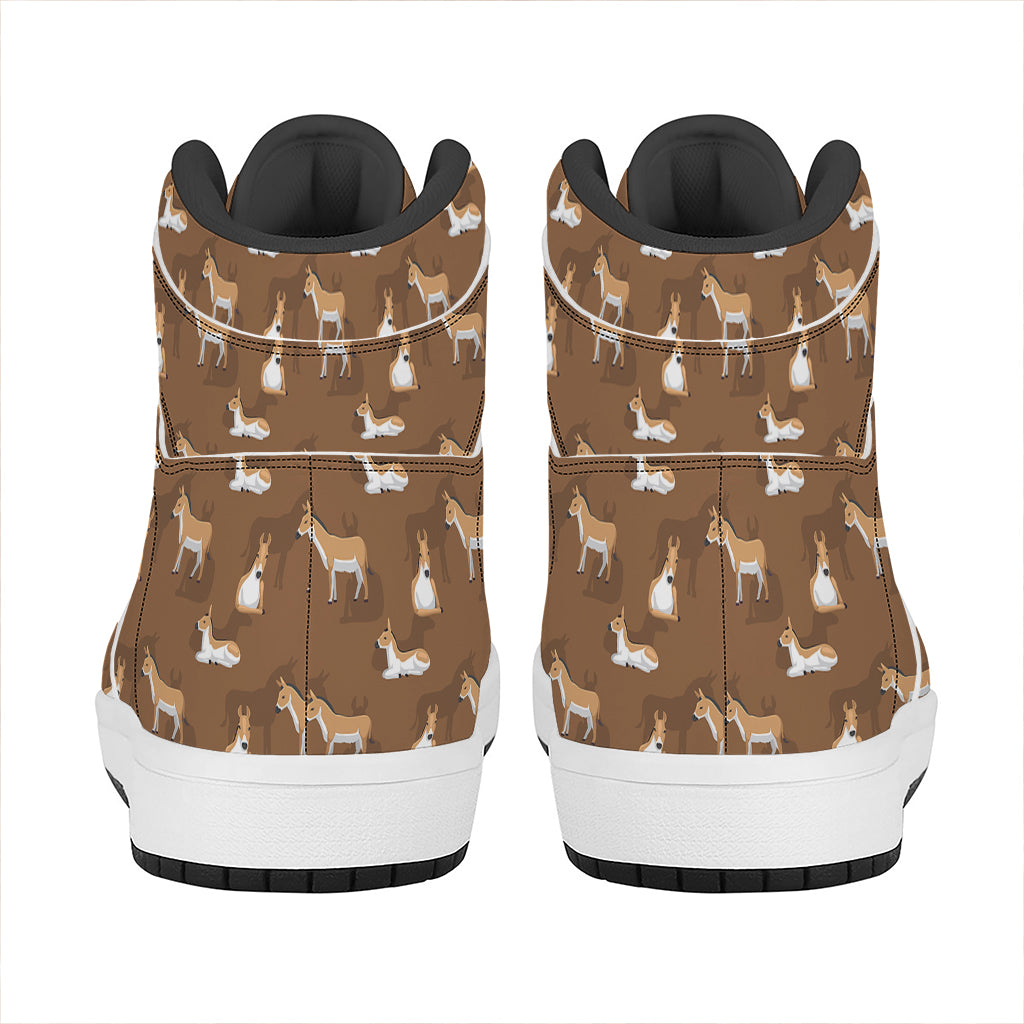 Cartoon Kulan Donkey Pattern Print High Top Leather Sneakers