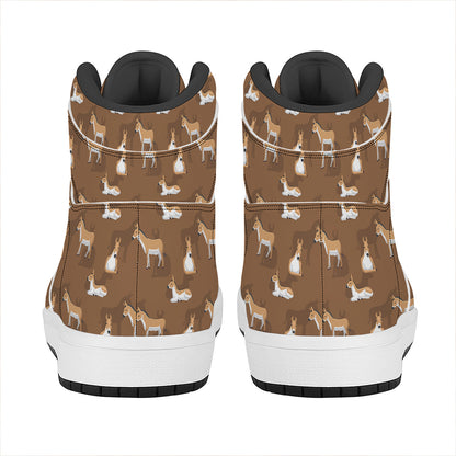 Cartoon Kulan Donkey Pattern Print High Top Leather Sneakers