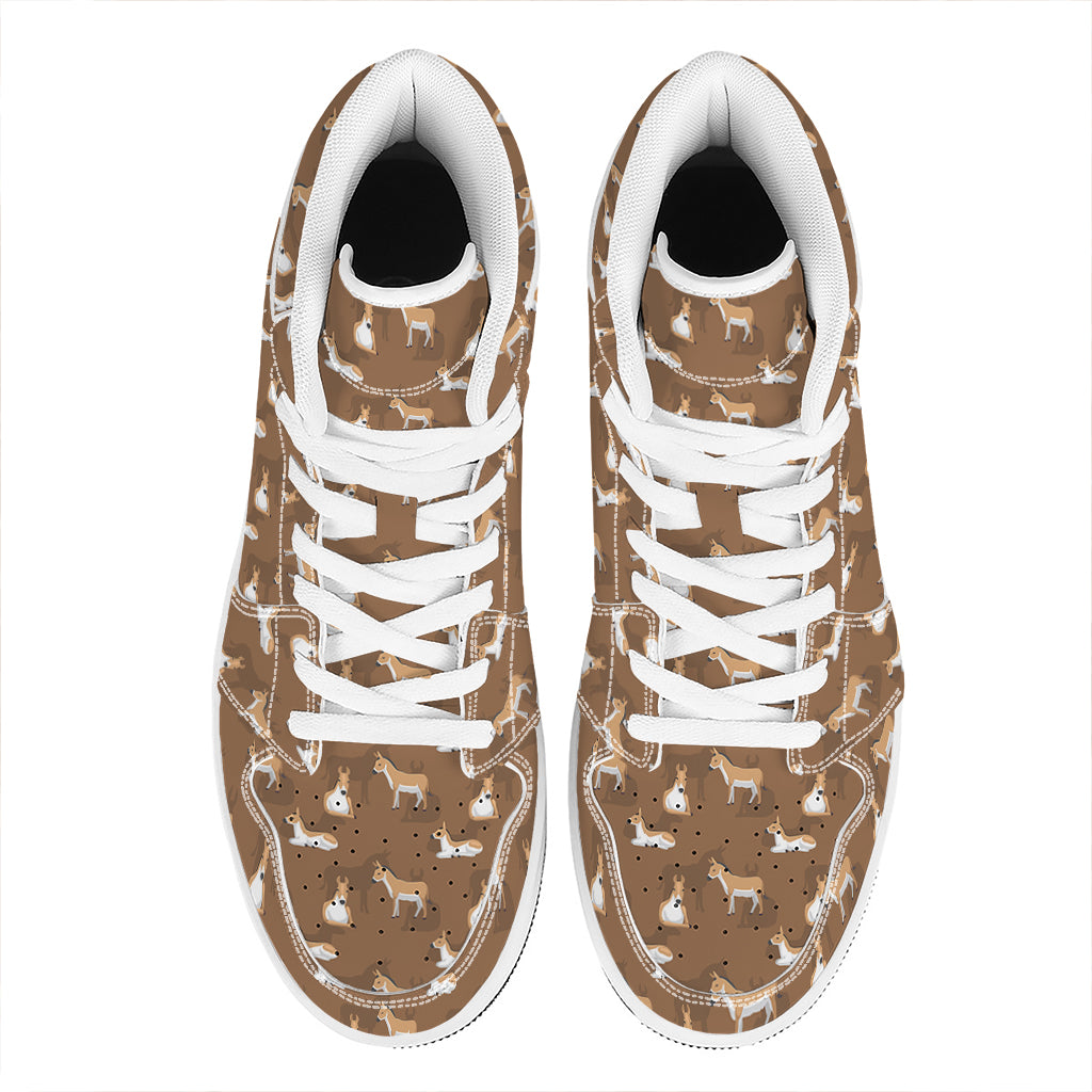 Cartoon Kulan Donkey Pattern Print High Top Leather Sneakers