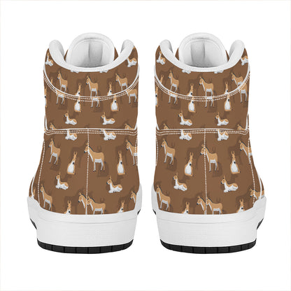 Cartoon Kulan Donkey Pattern Print High Top Leather Sneakers
