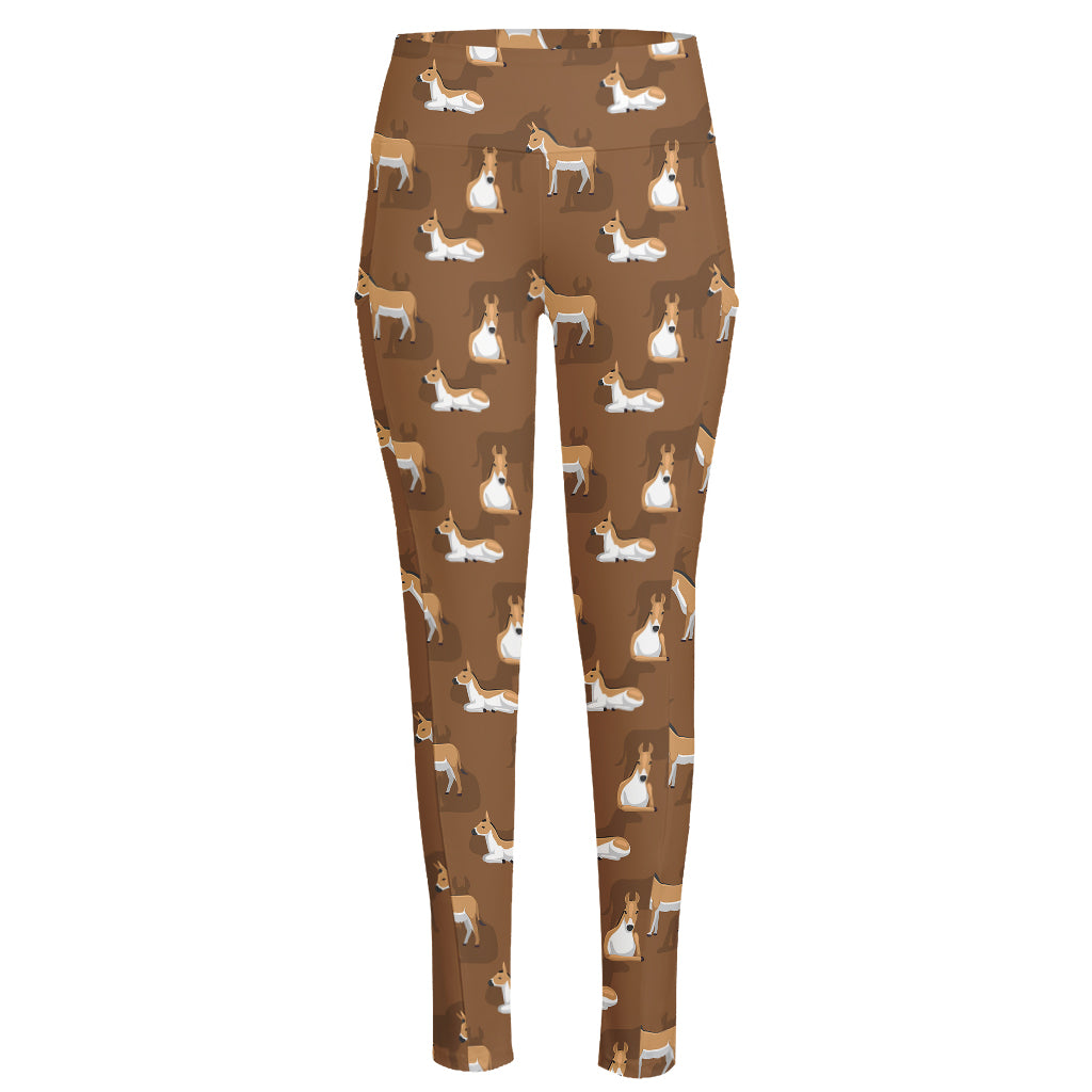 Cartoon Kulan Donkey Pattern Print High-Waisted Pocket Leggings