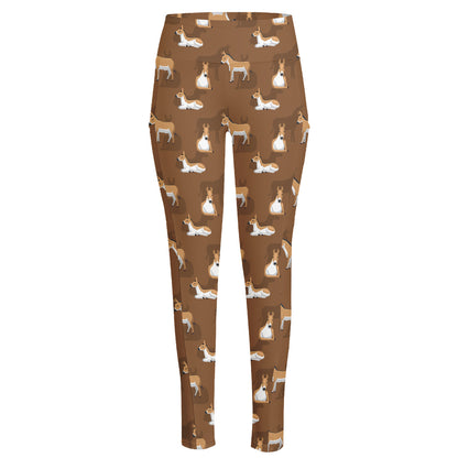 Cartoon Kulan Donkey Pattern Print High-Waisted Pocket Leggings