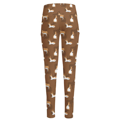 Cartoon Kulan Donkey Pattern Print High-Waisted Pocket Leggings