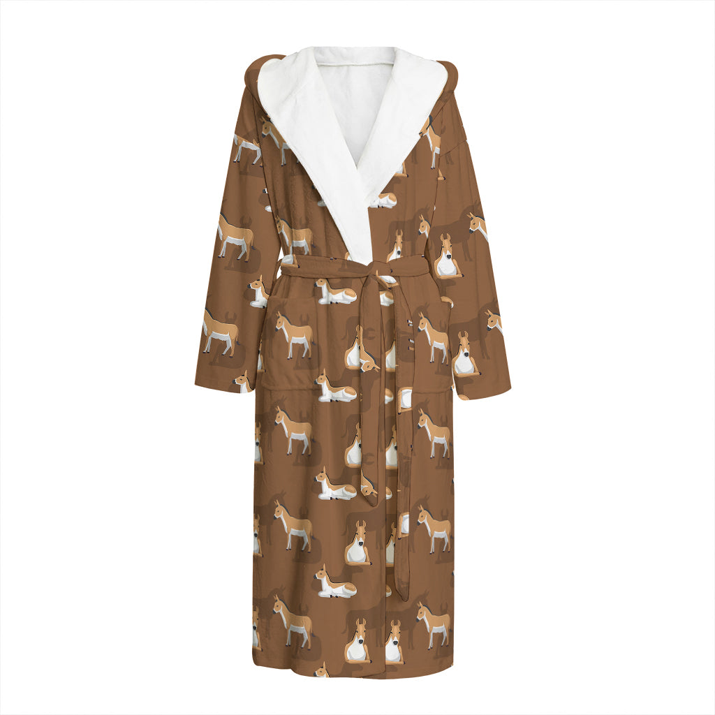 Cartoon Kulan Donkey Pattern Print Hooded Bathrobe