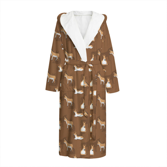 Cartoon Kulan Donkey Pattern Print Hooded Bathrobe