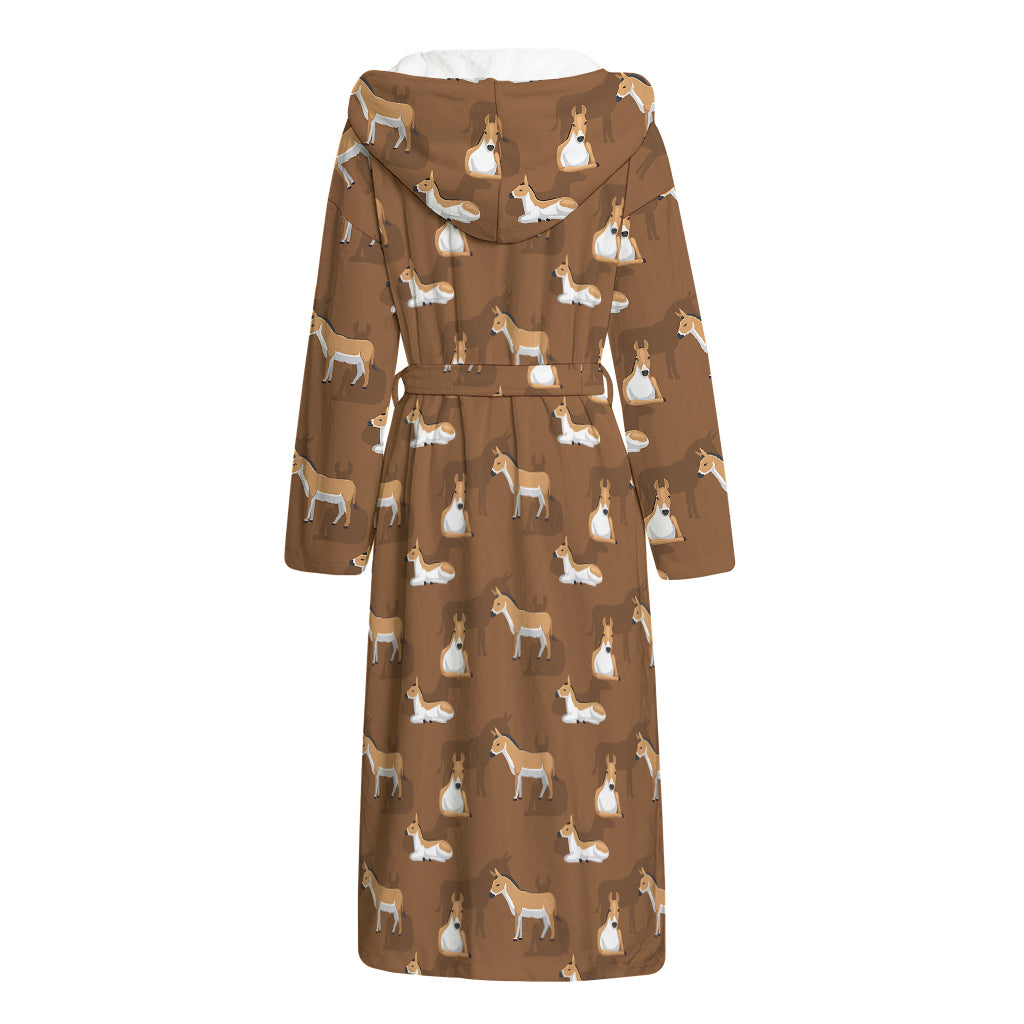 Cartoon Kulan Donkey Pattern Print Hooded Bathrobe
